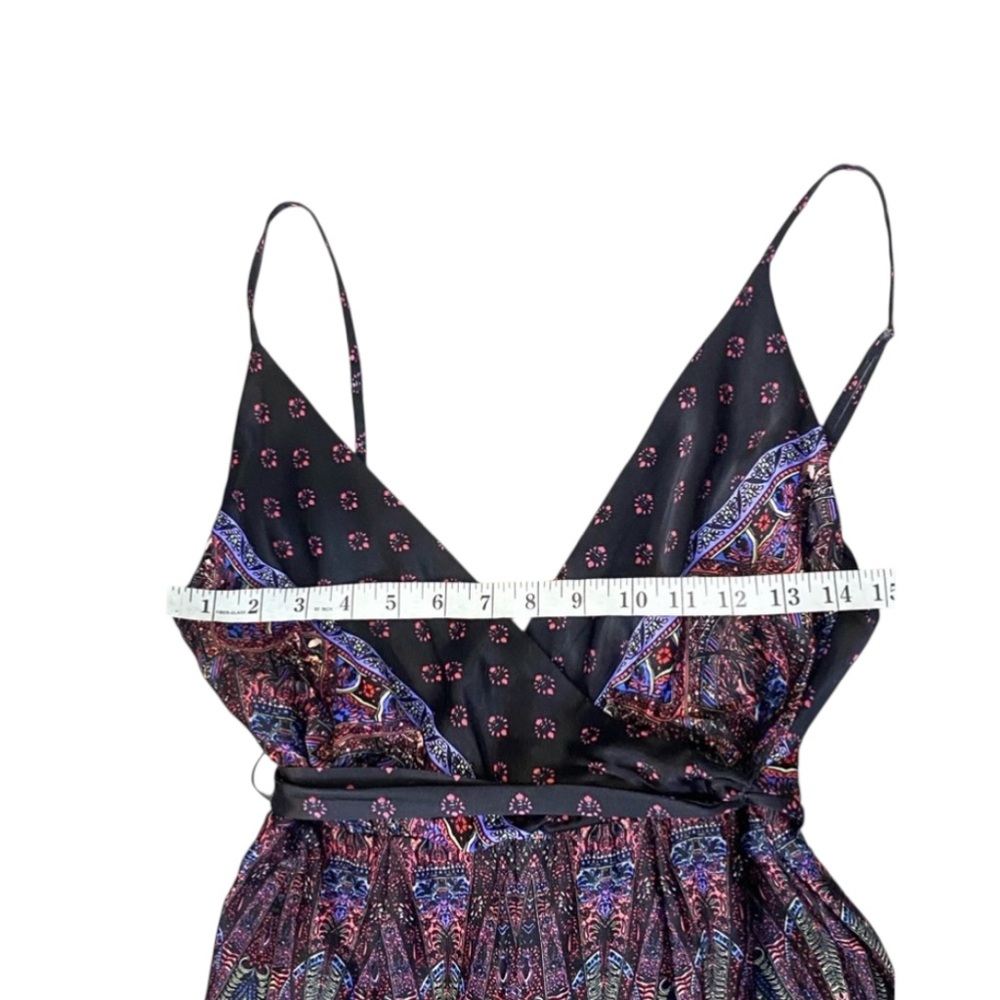 Free People Cabbage Rose Black Multi Print Jumpsuit Boho Style Size 2 - Picture 6 of 13